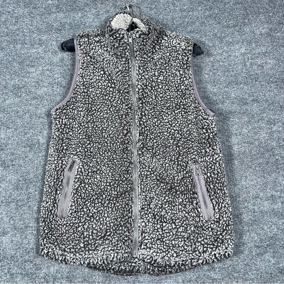 Thread + Supply Anthropologie Womens XS Gray White Soft Fuzzy Fleece Zip Vest - Picture 3 of 11